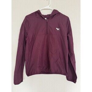 Pink Victoria's Secret Womens Sz XS/S Windbreaker Jacket Maroon Anorak Pullover